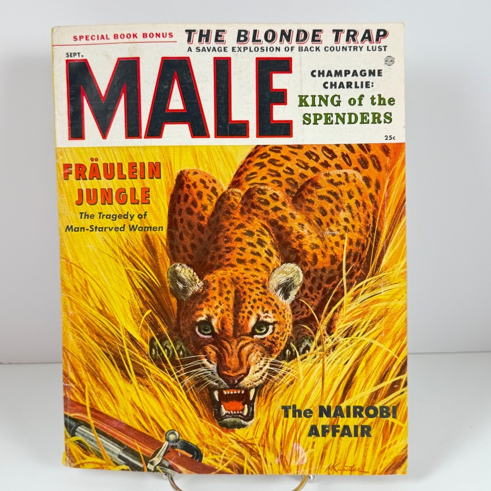 Male Magazine September 1956 Leopard Cover Vintage Men's Adventure Pulp